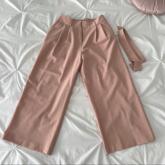 Asos Light Pink Culottes Tie Belt High Waist - Picture 11 of 16